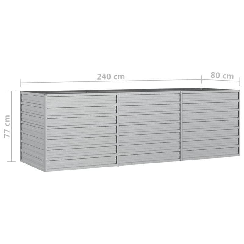 vidaXL Galvanized Steel Large Garden Raised Bed in Silver