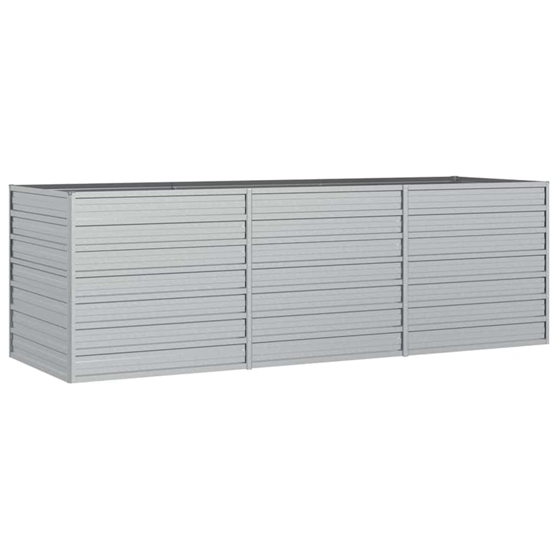 vidaXL Galvanized Steel Large Garden Raised Bed in Silver