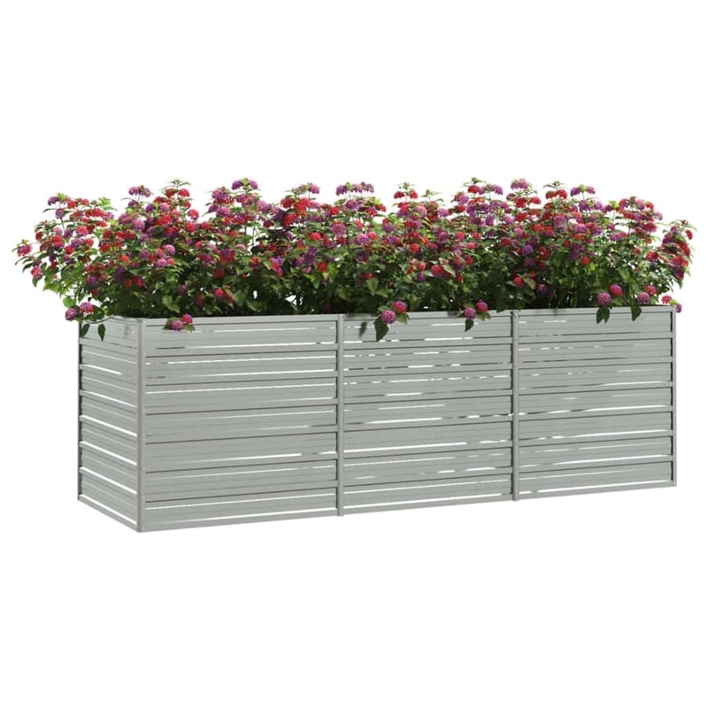 vidaXL Galvanized Steel Large Garden Raised Bed in Silver