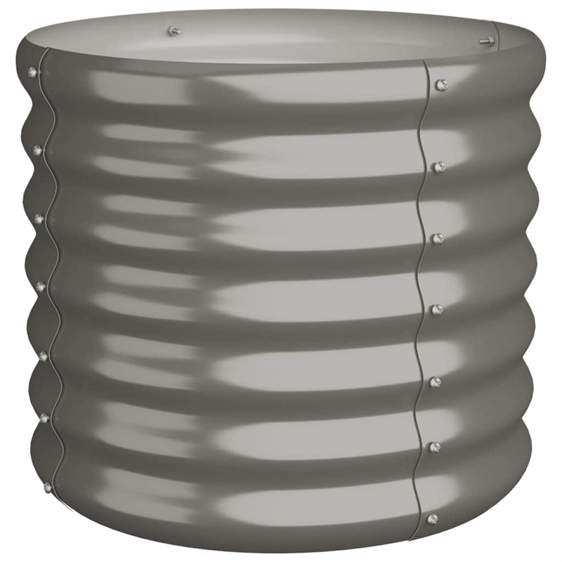 vidaXL Powder-Coated Steel Medium Durable Garden Planter in Grey