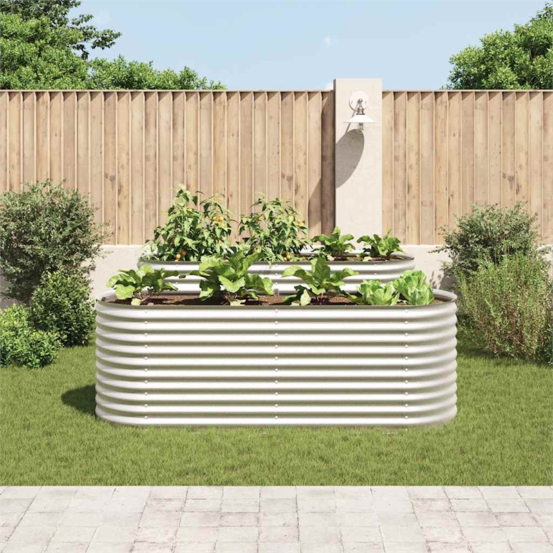 vidaXL Galvanized steel Large Durable Garden Raised Bed in Silver