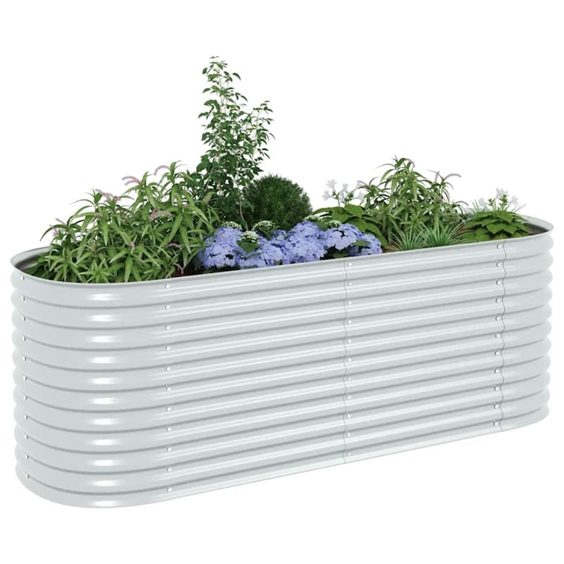 vidaXL Galvanized steel Large Durable Garden Raised Bed in Silver
