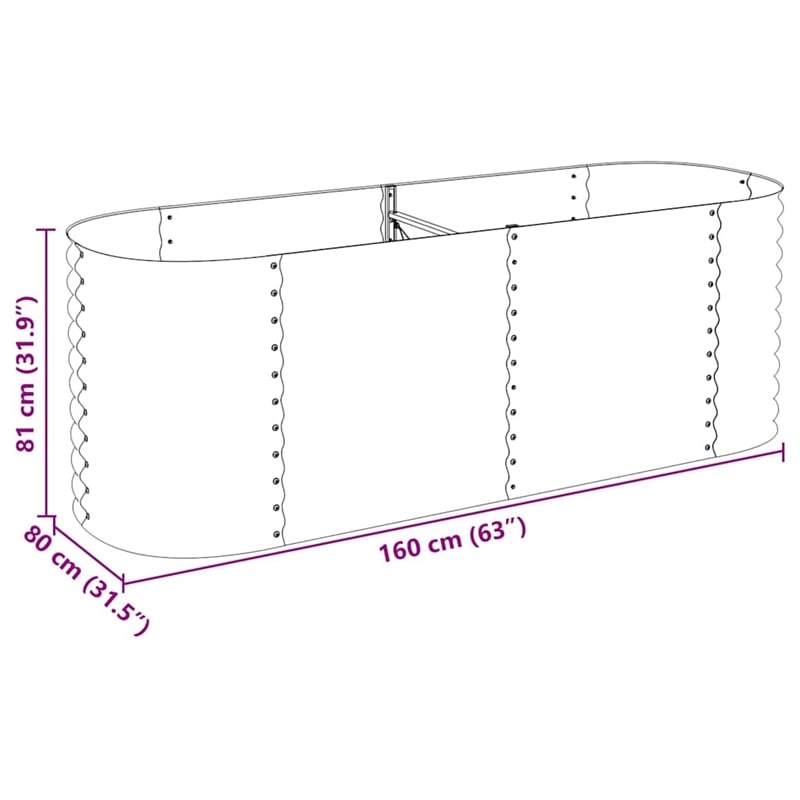 vidaXL Galvanized steel Large Durable Garden Raised Bed in Silver