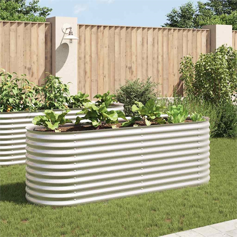 vidaXL Galvanized steel Large Durable Garden Raised Bed in Silver