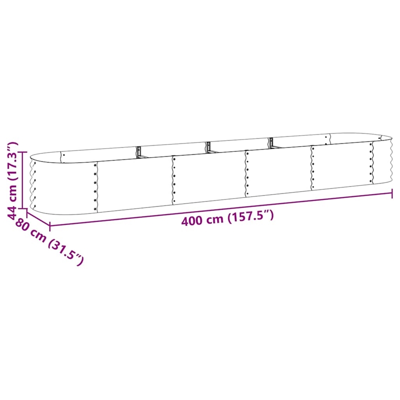 vidaXL Galvanized Steel Large Durable Garden Raised Bed in Silver