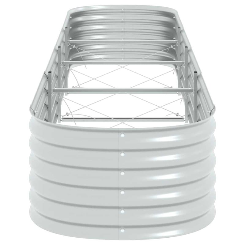 vidaXL Galvanized Steel Large Durable Garden Raised Bed in Silver