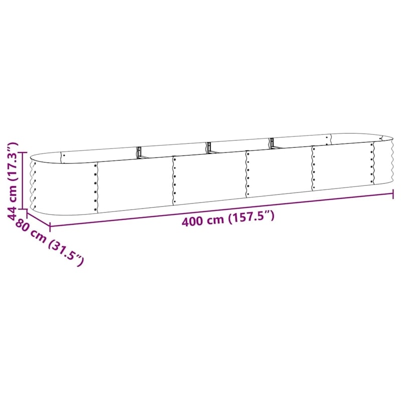 vidaXL Galvanized Steel Large Durable Garden Raised Bed in Silver