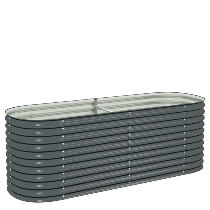 vidaXL Galvanized Steel Large Durable Garden Raised Bed in Gray