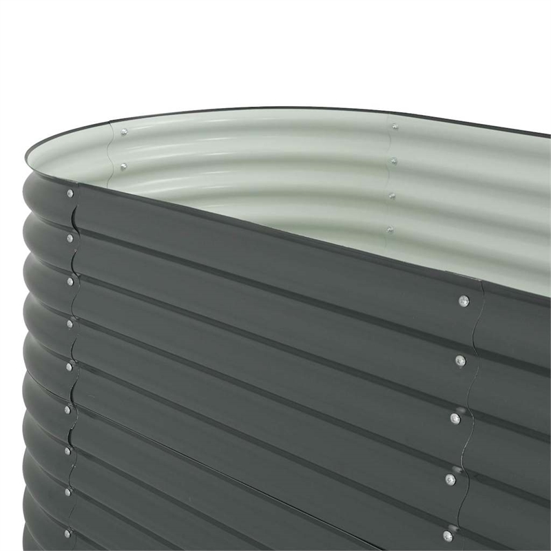 vidaXL Galvanized Steel Large Durable Garden Raised Bed in Gray