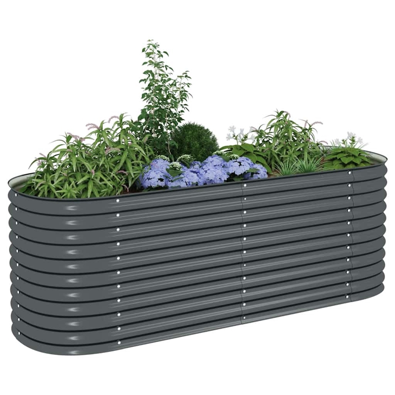 vidaXL Galvanized Steel Large Durable Garden Raised Bed in Gray