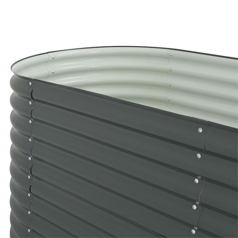 vidaXL Galvanized Steel Large Durable Garden Raised Bed in Gray
