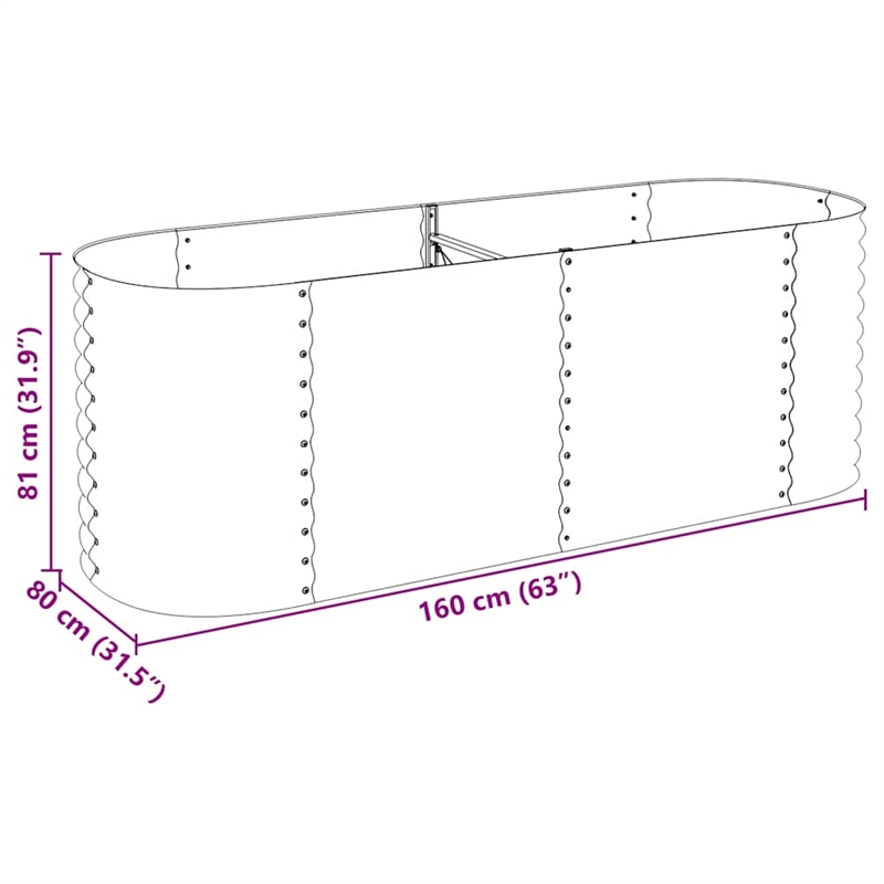 vidaXL Galvanized Steel Large Durable Garden Raised Bed in Gray
