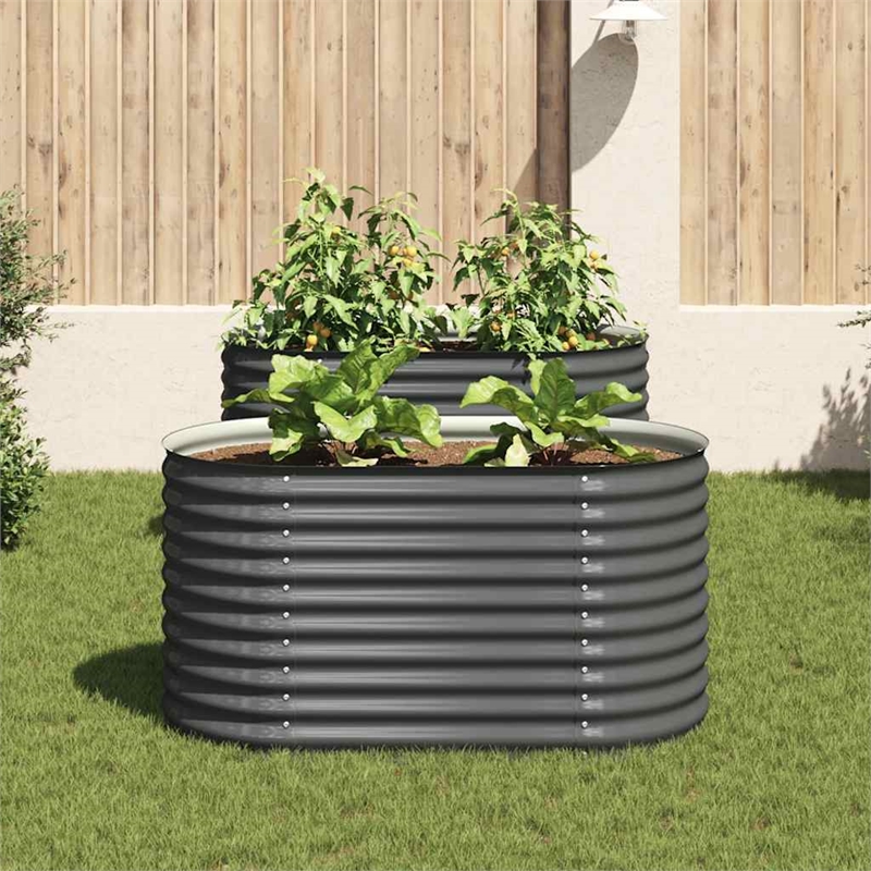vidaXL Galvanized Stee Garden Raised Bed in Grey