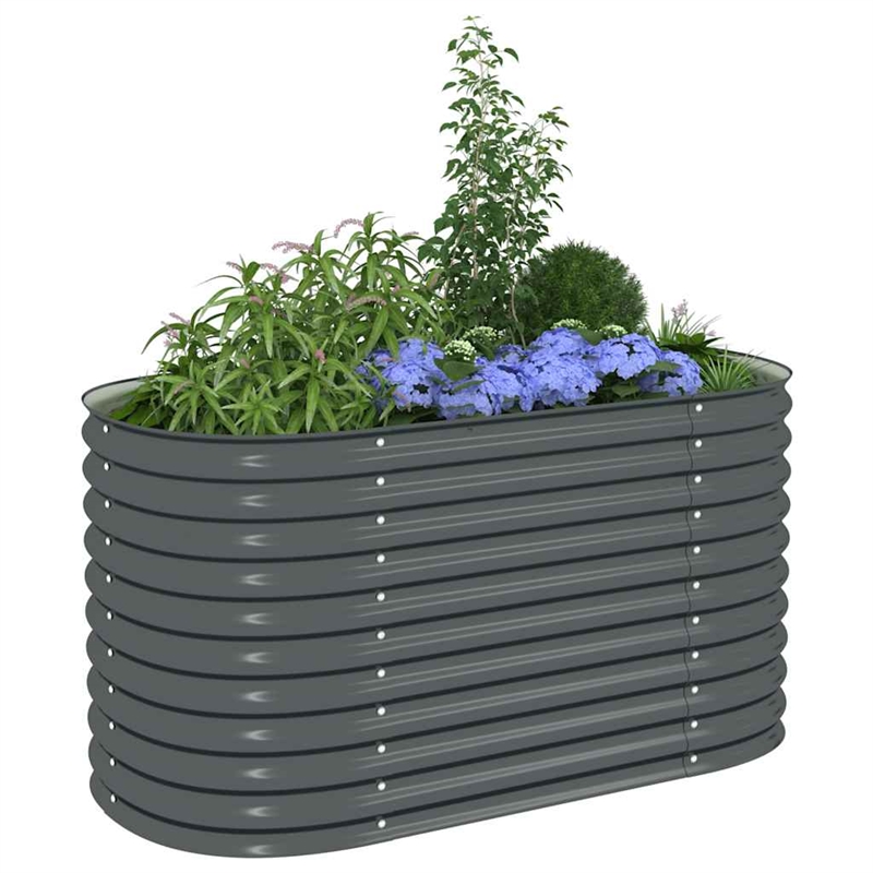 vidaXL Galvanized Stee Garden Raised Bed in Grey
