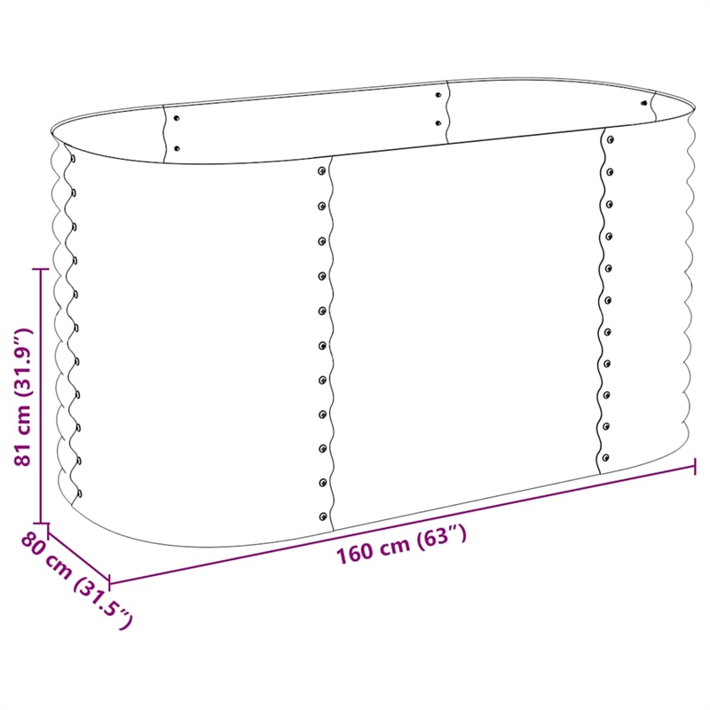 vidaXL Galvanized Stee Garden Raised Bed in Grey