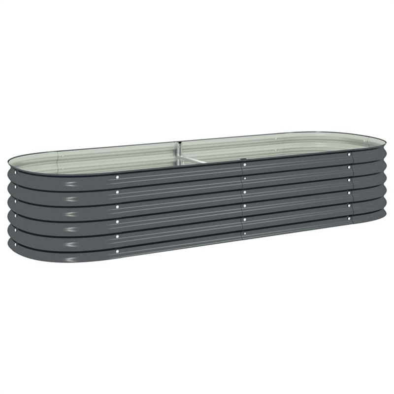 vidaXL Galvanized Steel Large Durable Garden Raised Bed in Gray