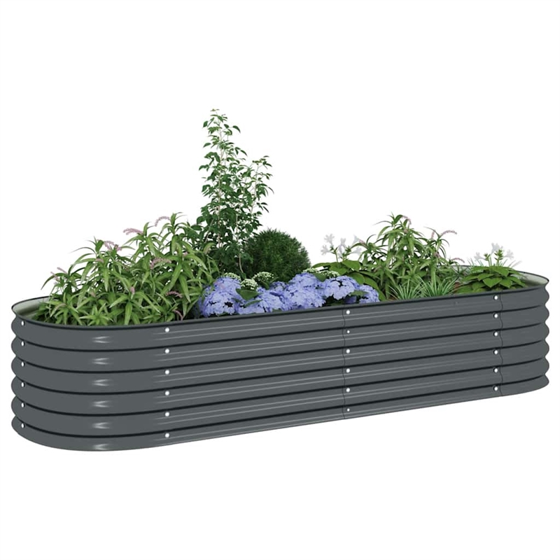 vidaXL Galvanized Steel Large Durable Garden Raised Bed in Gray