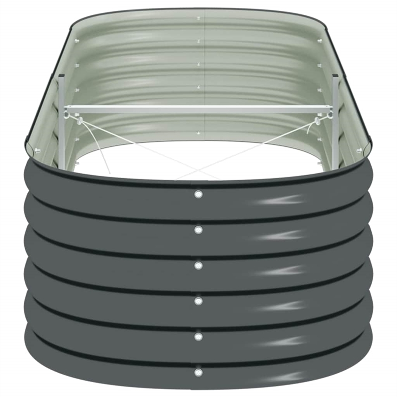 vidaXL Galvanized Steel Large Durable Garden Raised Bed in Gray