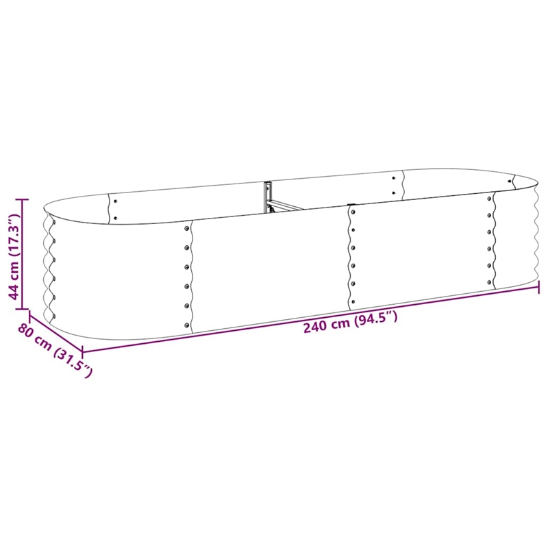 vidaXL Galvanized Steel Large Durable Garden Raised Bed in Gray