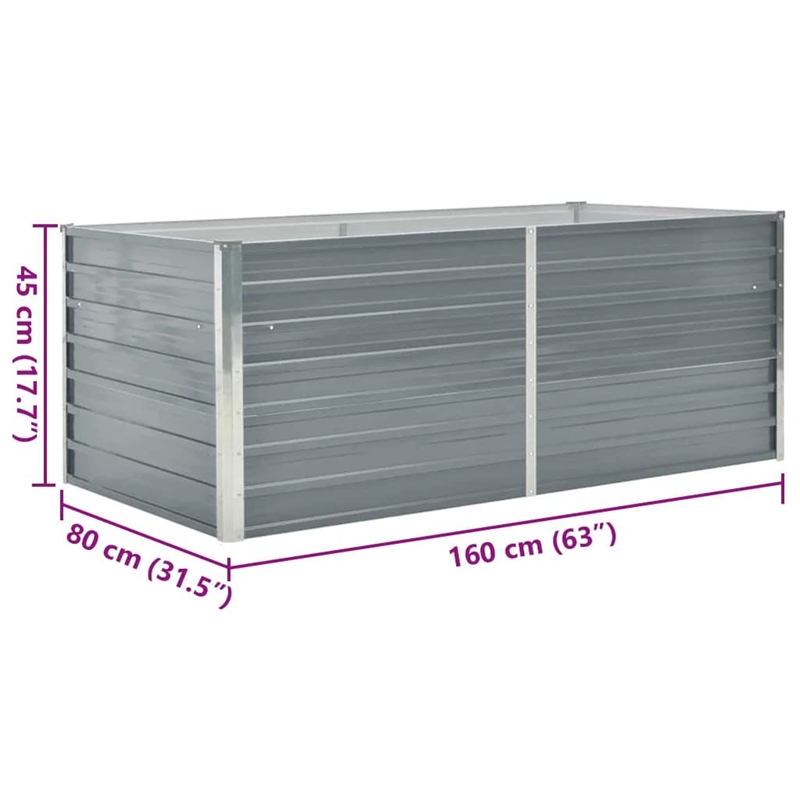 vidaXL Galvanized Steel Raised Garden Bed in Grey