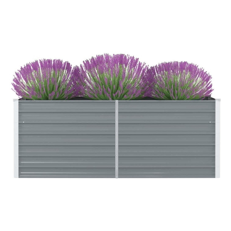 vidaXL Galvanized Steel Raised Garden Bed in Grey