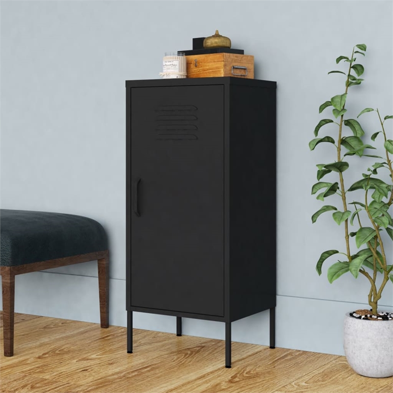 vidaXL Steel Medium Rectangular Storage Cabinet in Black