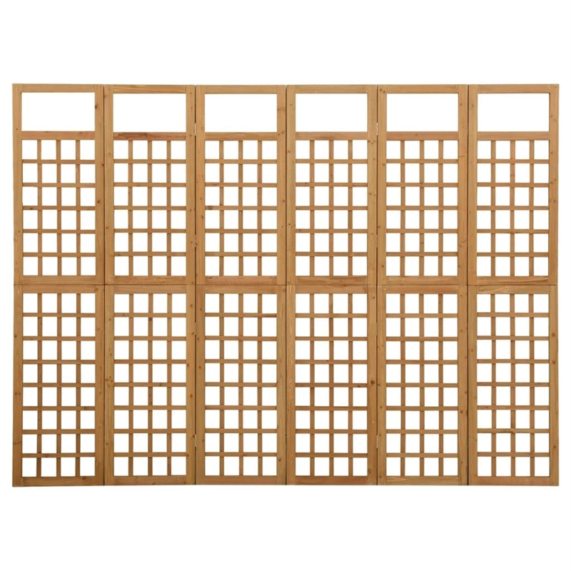 vidaXL 6-Panel Room Divider Trellis Solid Fir Wood in Brown