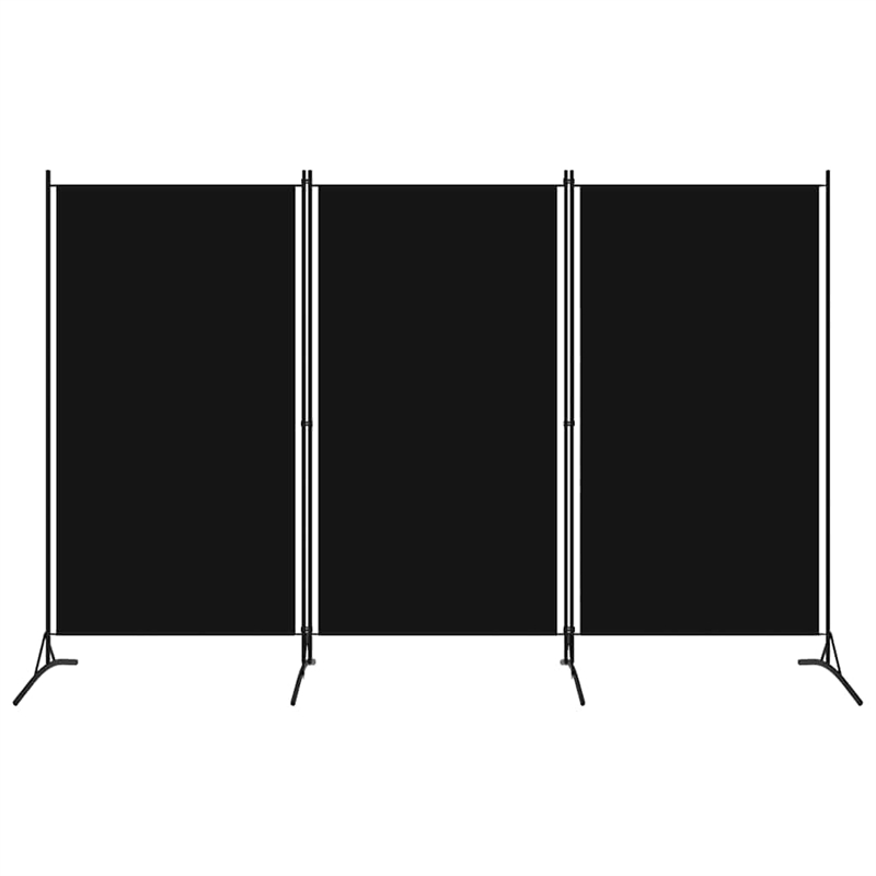 vidaXL 3-Panel Room Divider in Black Fabric