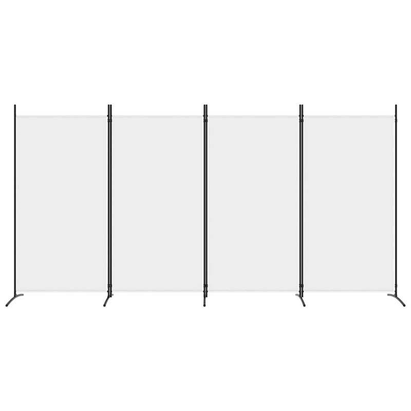 vidaXL 4-Panel Room Divider in White Fabric