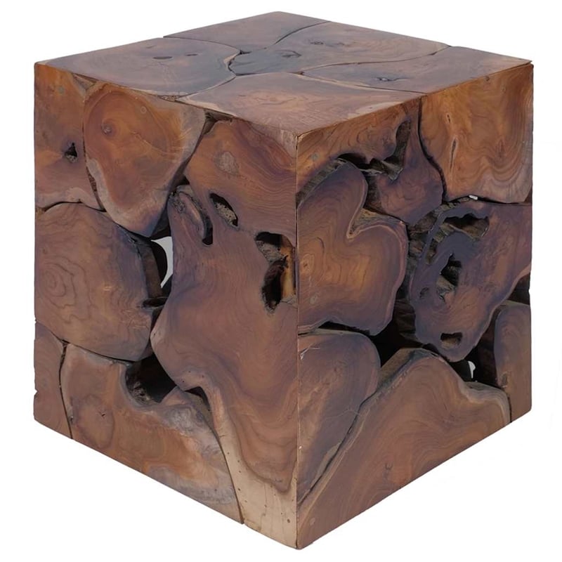 vidaXL Medium Hardwood Wooden Stool End Table in Brown