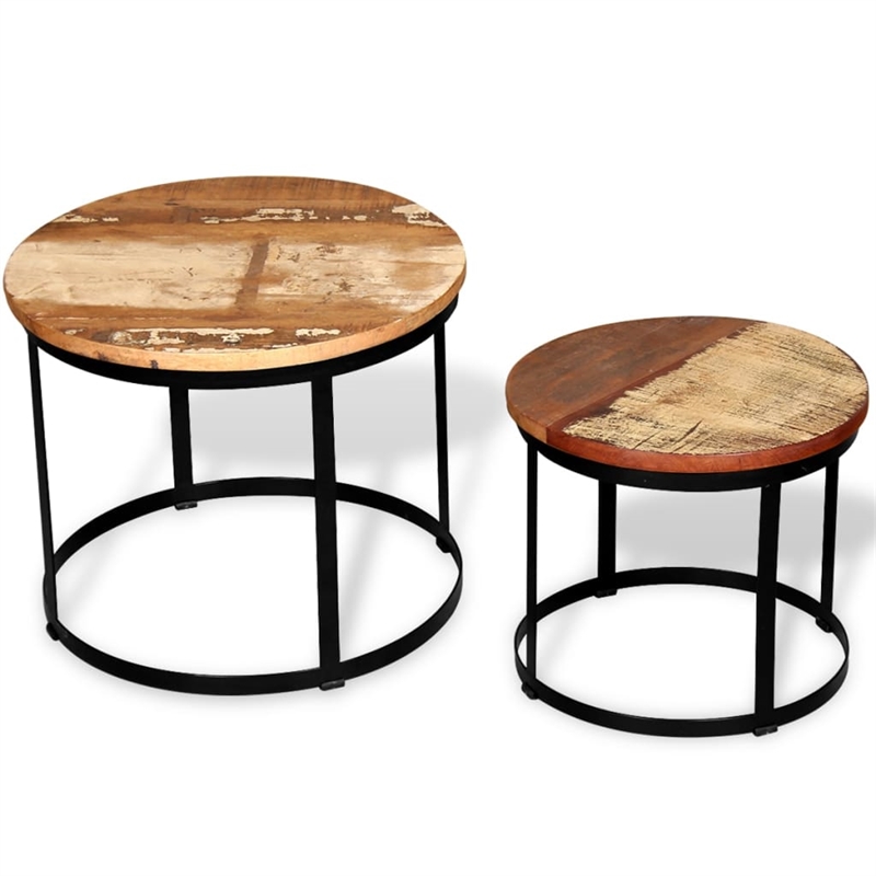 vidaXL Solid Reclaimed Wood and Iron Coffee Table in Brown and Black