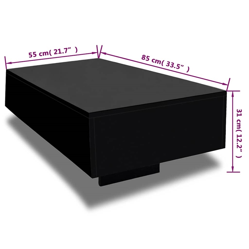 vidaXL MDF With High Gloss Finish Medium Coffee Table in Black