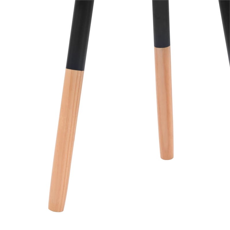 vidaXL Solid Pinewood Legs MDF Top Small Side Table in Black (Set of 2)