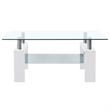 vidaXL Melamine Coffee Table in White and Transparent Tempered Glass