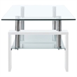 vidaXL Melamine Coffee Table in White and Transparent Tempered Glass