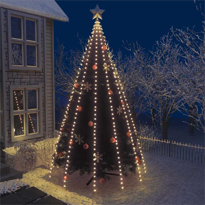 vidaXL Warm White PVC Tree Light in Dark Green