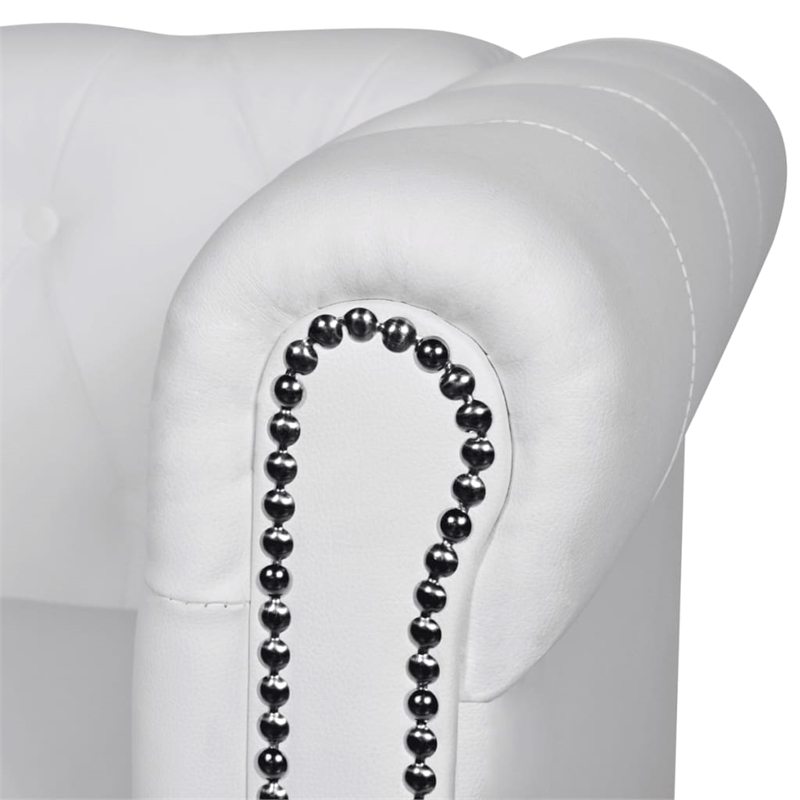 Vidaxl Wooden Frame Sofa in White Artificial Leather