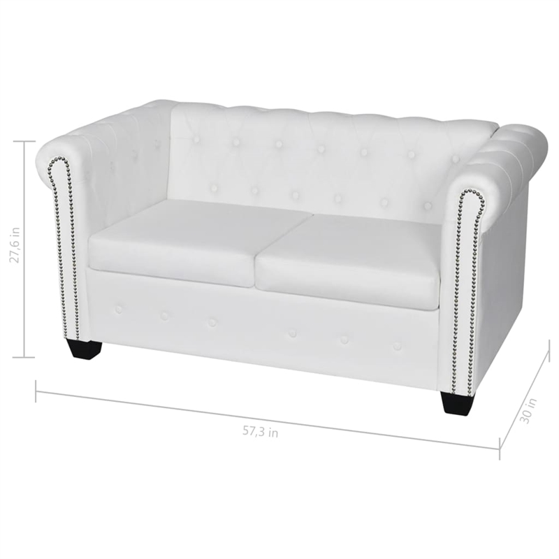Vidaxl Wooden Frame Sofa in White Artificial Leather