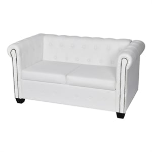 Vidaxl Wooden Frame Sofa in White Artificial Leather