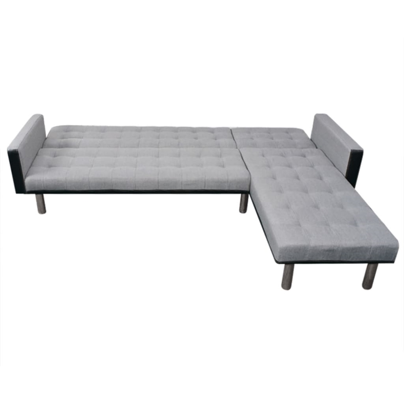 Vidaxl Wooden Frame Sofa in Black And Grey Polyester Fabric
