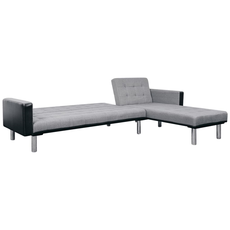 Vidaxl Wooden Frame Sofa in Black And Grey Polyester Fabric