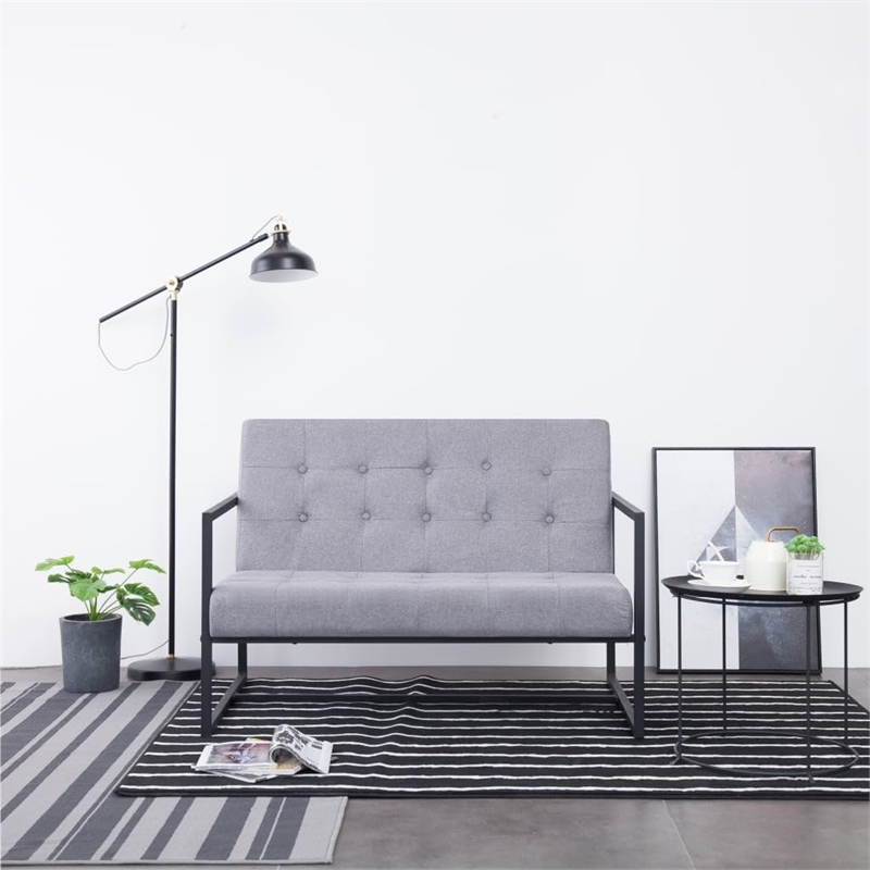 Vidaxl 2-Seater Fabric Loveseat in Light Grey