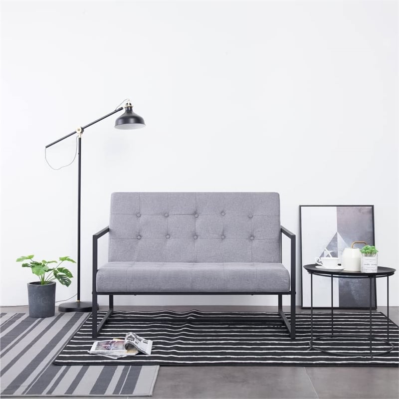 Vidaxl 2-Seater Fabric Loveseat in Light Grey