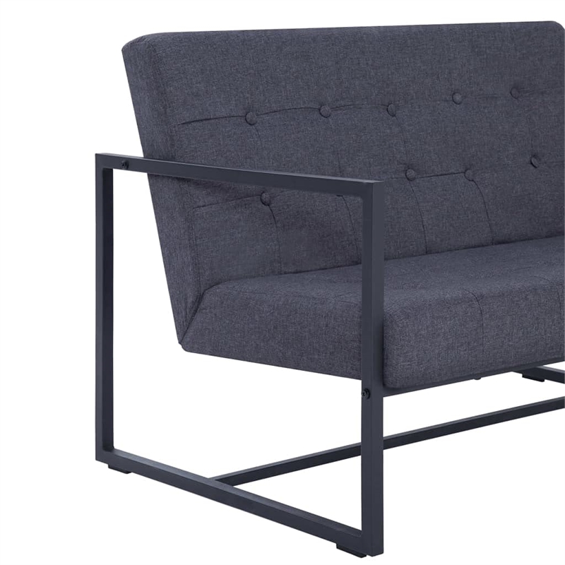 Vidaxl Steel 2-Seater Sofa in Dark Gray Polyester Fabric