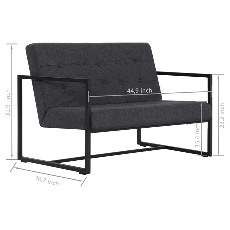 Vidaxl Steel 2-Seater Sofa in Dark Gray Polyester Fabric