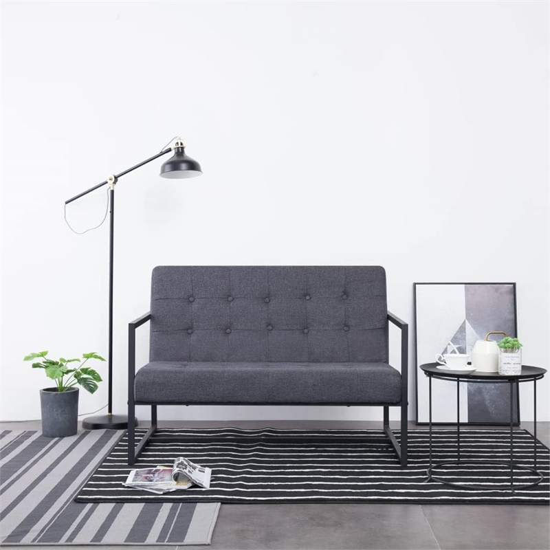 Vidaxl Steel 2-Seater Sofa in Dark Gray Polyester Fabric