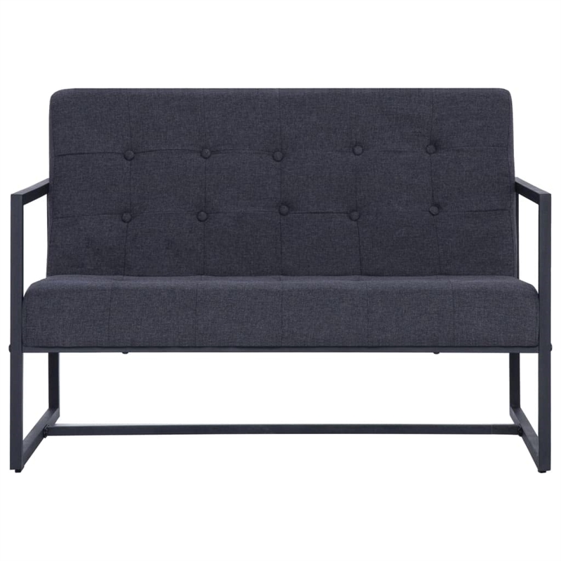 Vidaxl Steel 2-Seater Sofa in Dark Gray Polyester Fabric