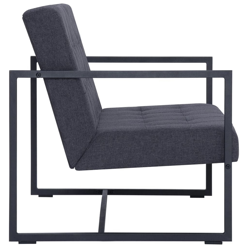 Vidaxl Steel 2-Seater Sofa in Dark Gray Polyester Fabric