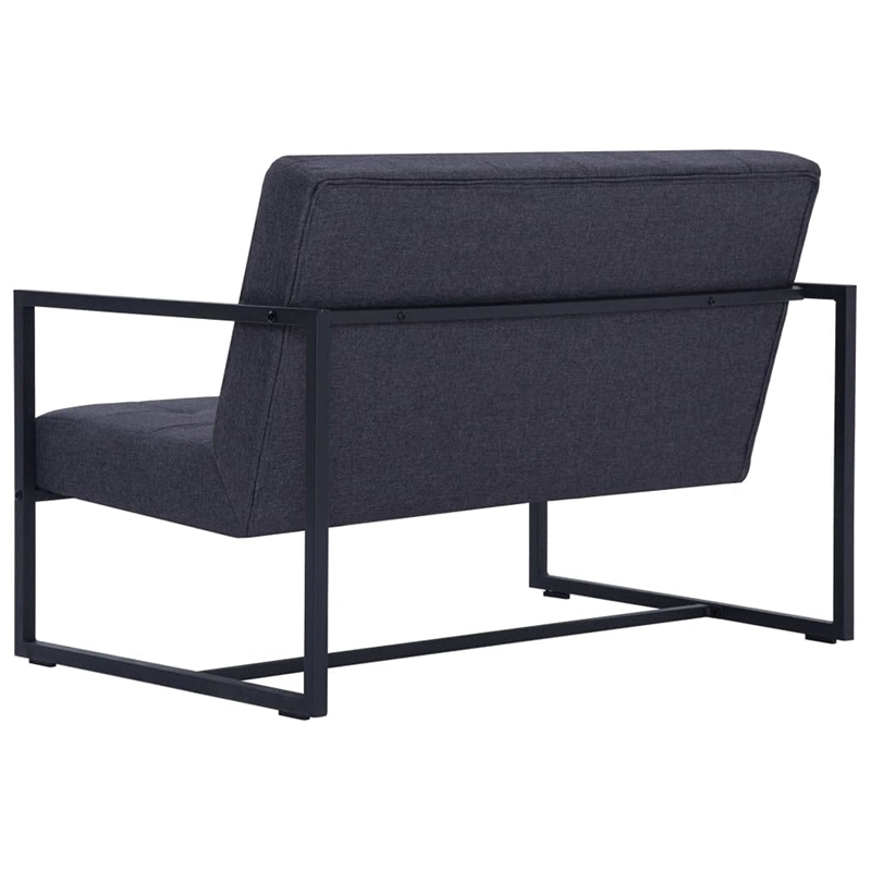 Vidaxl Steel 2-Seater Sofa in Dark Gray Polyester Fabric