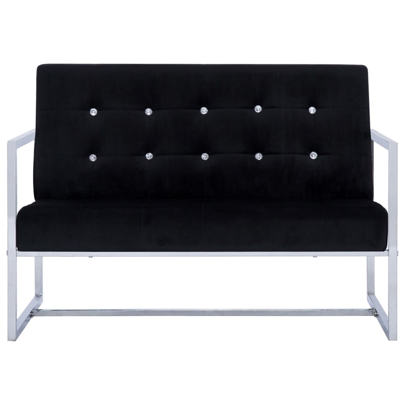 Vidaxl Modern Medium Loveseat in Black Polyester